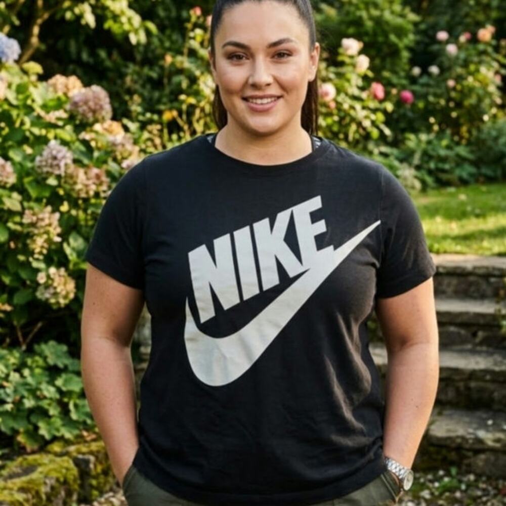 Womens Black Plus Size 1x Nike Swoosh Tee.